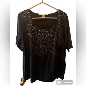 Peter Nygard black rhinestone t-shirt